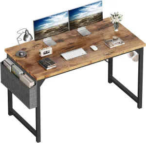 Shahoo Computer Desk, 48 Inch Office Writing Work Table, with Storage Bag and Hook, for Home, Study, Rustic Brown