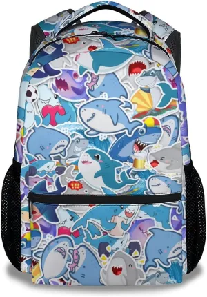 Shark Backpack for Girls Boys - 16 Inch Colorful Backpacks for School - Cute Lightweight Durable Bookbag for Kids