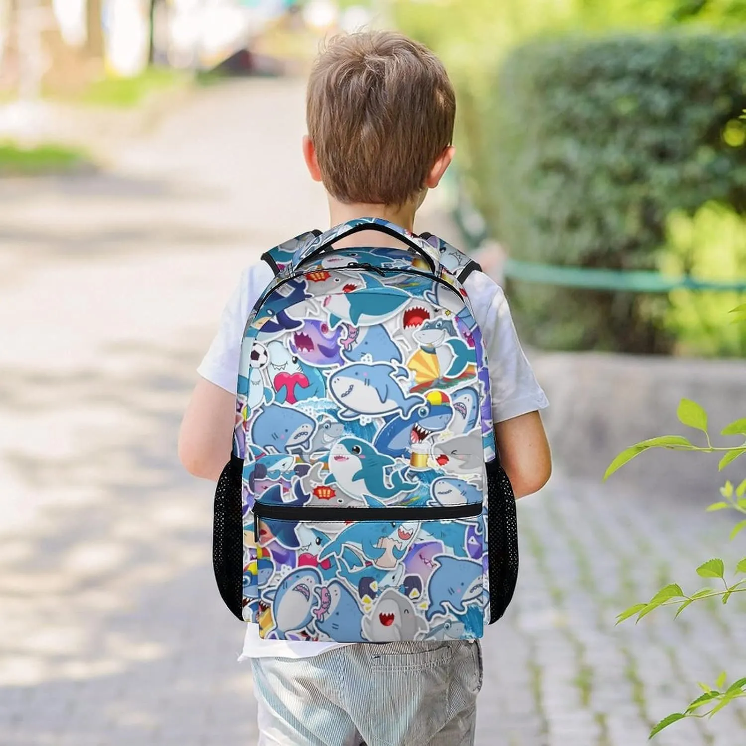 Shark Backpack for Girls Boys - 16 Inch Colorful Backpacks for School - Cute Lightweight Durable Bookbag for Kids
