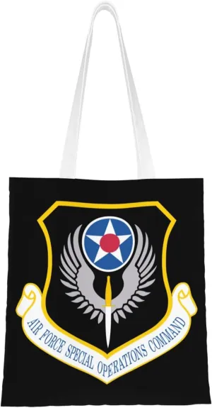 Shield Of The United States Air Force Special Operations Command Tote Bag for Women Canvas Shopping Bags Reusable Large Capacity Casual Shoulder Handbags Grocery Bags DIY Gift Bags