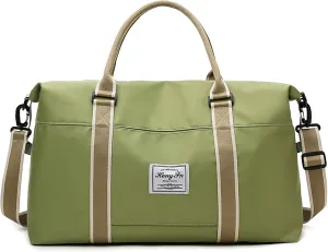 Shoulder Overnight Weekender Bag Waterproof Gym Bag with Wet Pocket Large Capacity Tote Green