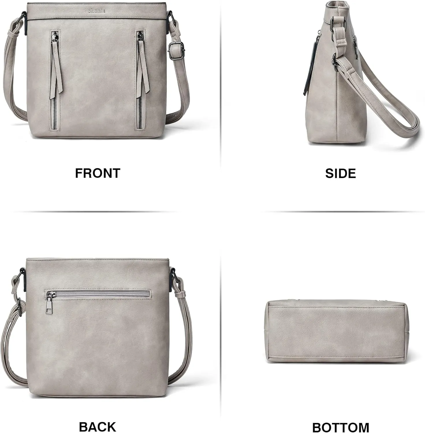 Shrrie Quilted Crossbody Bags for Women - Vegan Leather Crossbody Purses Triple Pocket Small Purses for Women Wide Strap