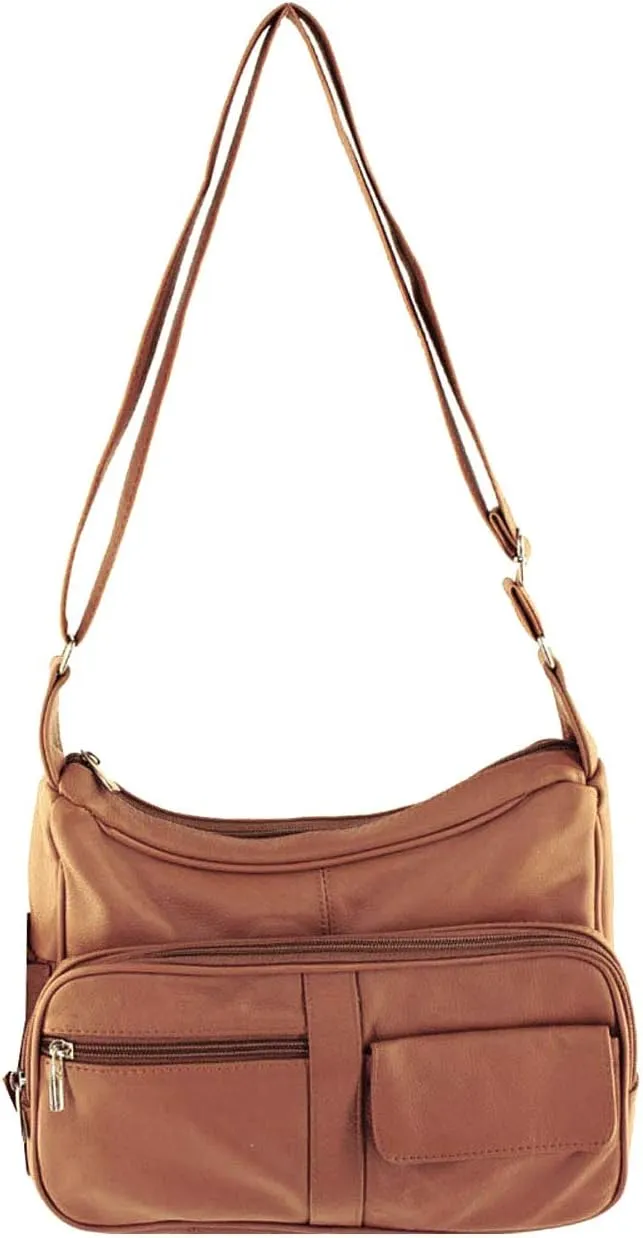 SILVERFEVER Medium Leather Handbag | Ladies Shoulder Bag | Organizer w Built in Wallet