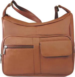 SILVERFEVER Medium Leather Handbag | Ladies Shoulder Bag | Organizer w Built in Wallet