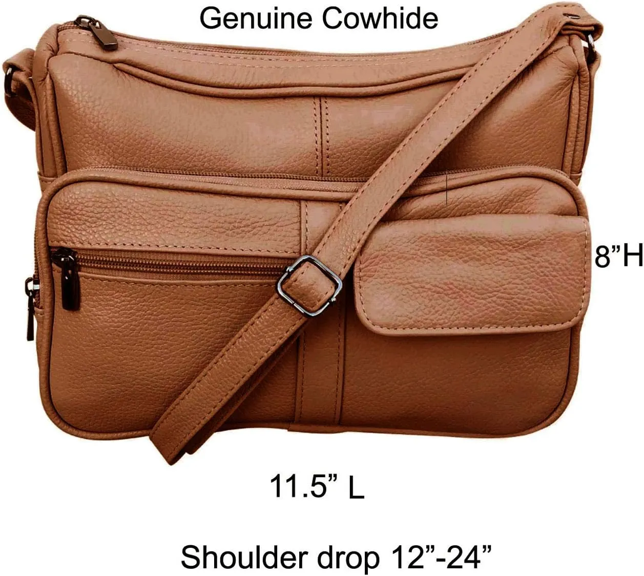 SILVERFEVER Medium Leather Handbag | Ladies Shoulder Bag | Organizer w Built in Wallet