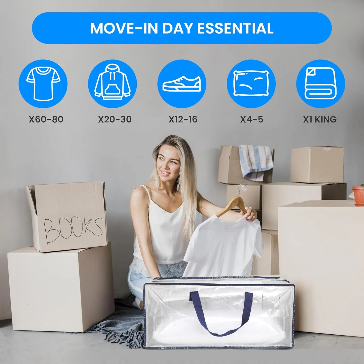 Simple Deluxe Moving Bags, White