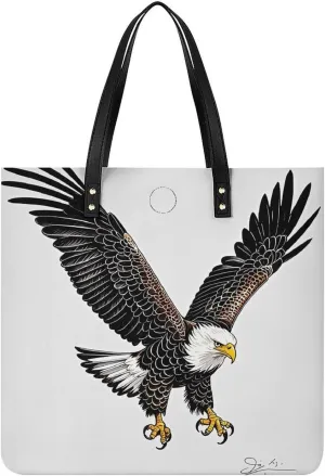 Sketch of Bald Eagle Diving Leather Tote Handbag Top Handle Ladies Shoulder Bags Large Travel Messenger Gym Totes Work Bags Tote Bag for Women