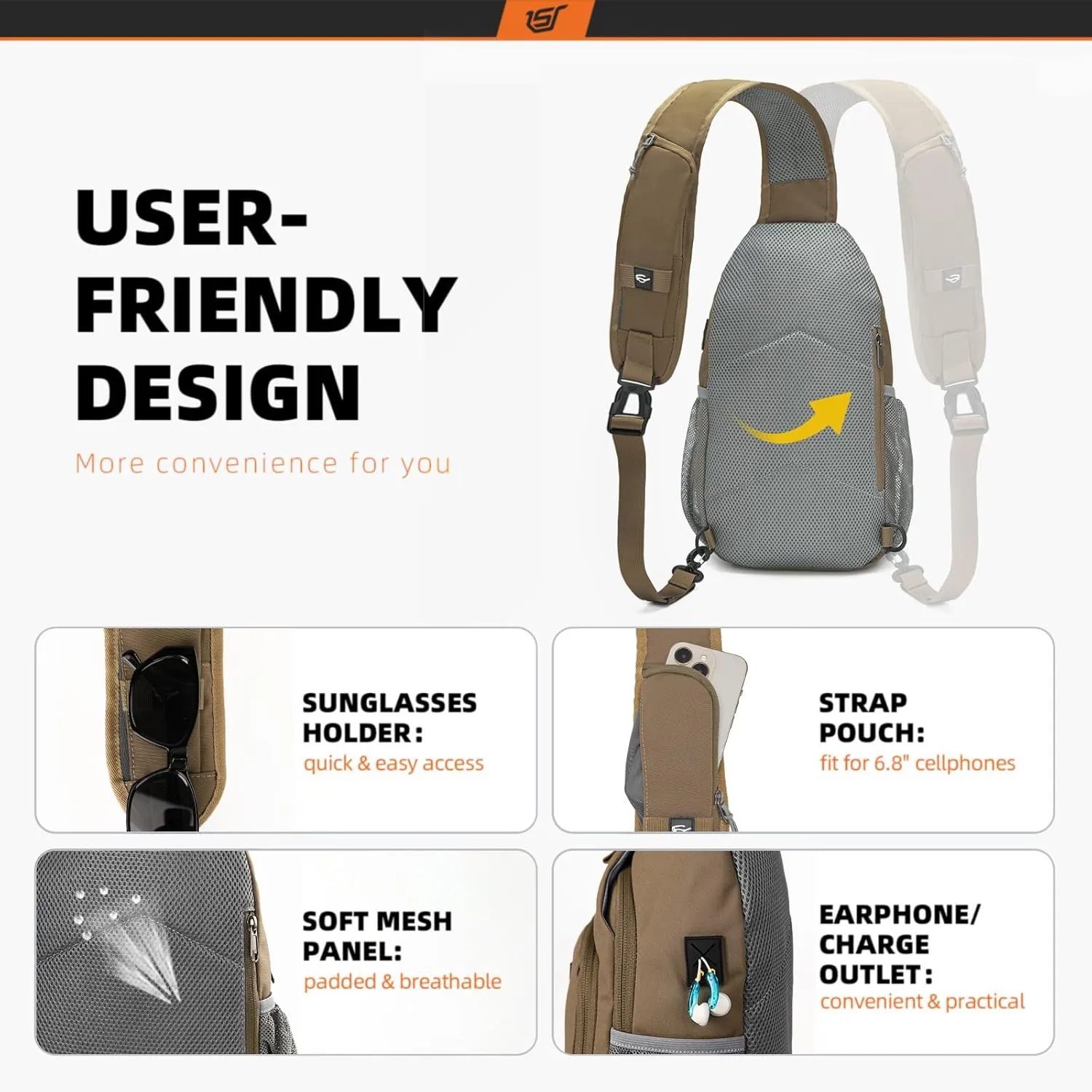 SKYSPER Sling Bag RFID Crossbody Sling Backpack Cross Body Shoulder Bag Travel Hiking Daypack for Women Men