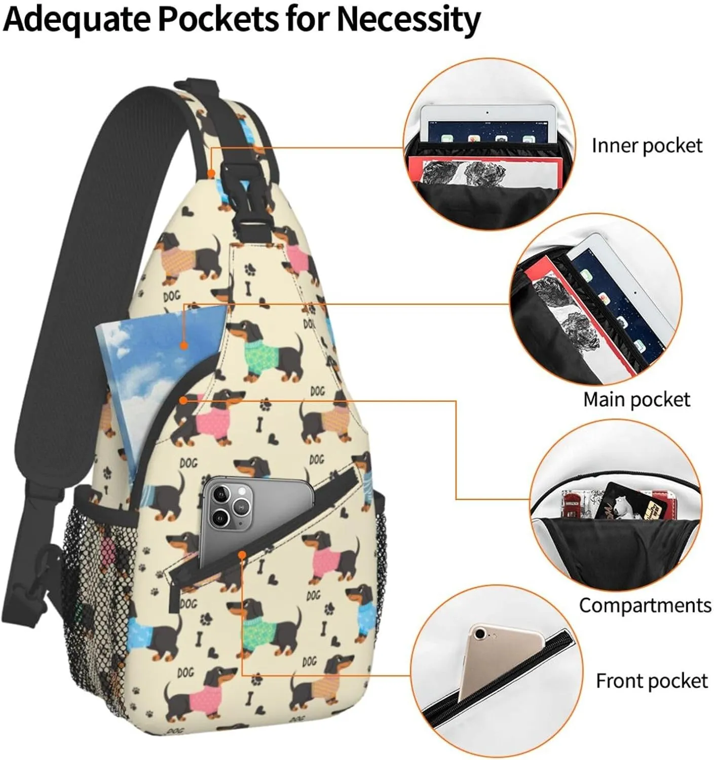 Sling Bag Crossbody Backpack Hiking Travel Daypack Chest Bag Lightweight Shoulder Bag For Women Men