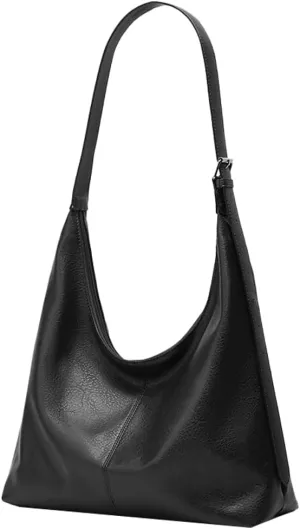 Slouchy Tote Bags for Women Retro Vegan Leather Shoulder Crossbody Bag Faux Leather Handbag Purse Satchel Soft Leather Bag