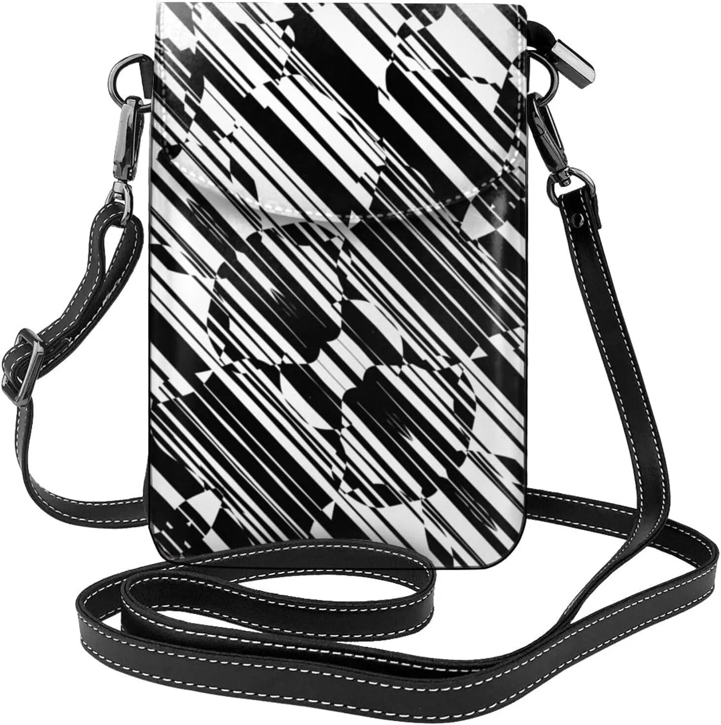 Small Crossbody Bag For Women Chaotic Lines Abstract Geometric Stripes Pu Leather Cell Phone Purse Wallet With Credit Card Slots