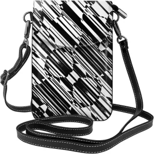 Small Crossbody Bag For Women Chaotic Lines Abstract Geometric Stripes Pu Leather Cell Phone Purse Wallet With Credit Card Slots
