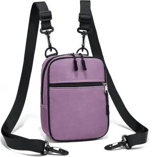 Small Crossbody Bag Waterproof Purse with 2-Way Zips and 2 Straps for Women Men Travel,Multi Position Cross Body Bag(Purple)