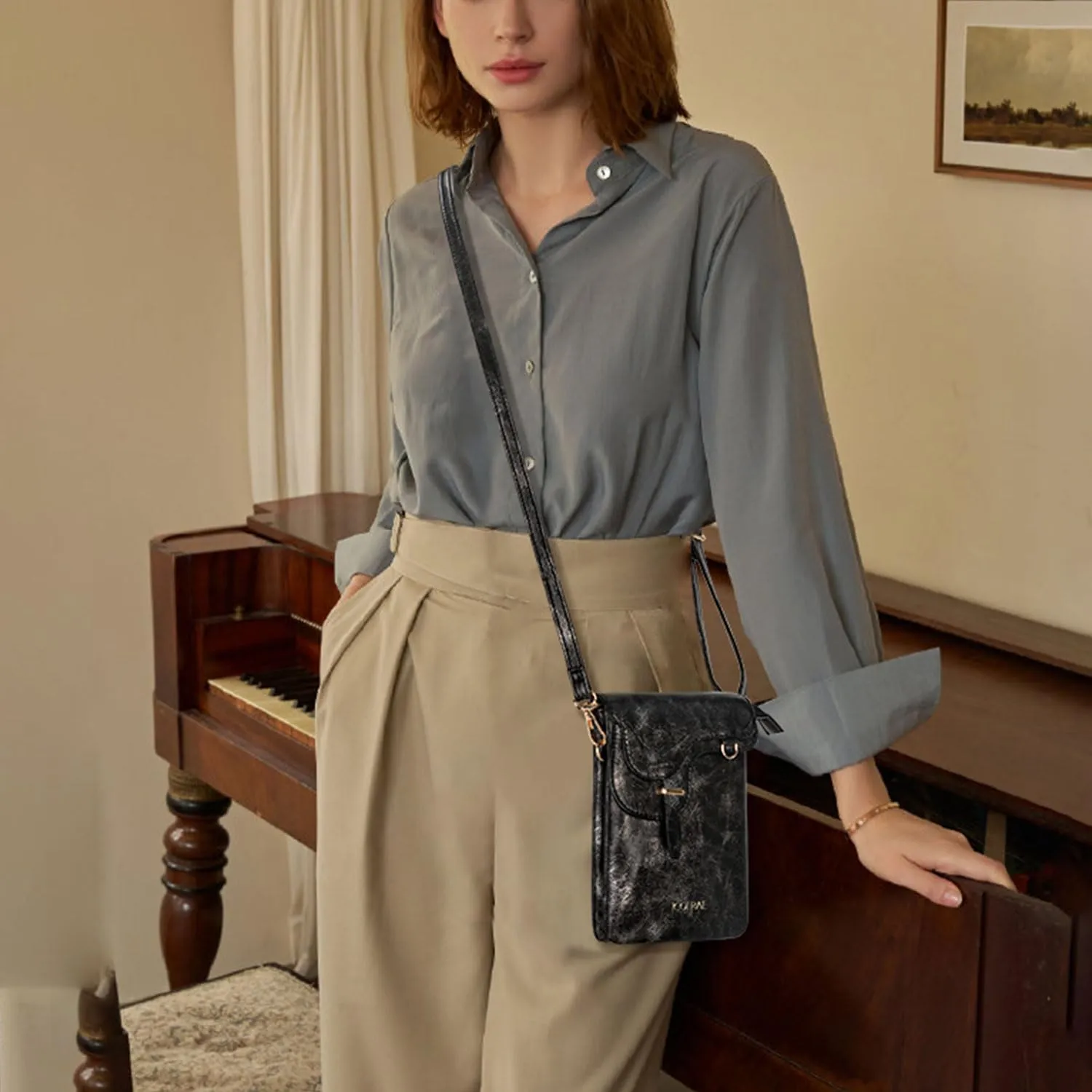 Small Crossbody Bags For Women Trendy Vegan Leather Cell Phone Purse Crossbody Adjustable Strap Handbags