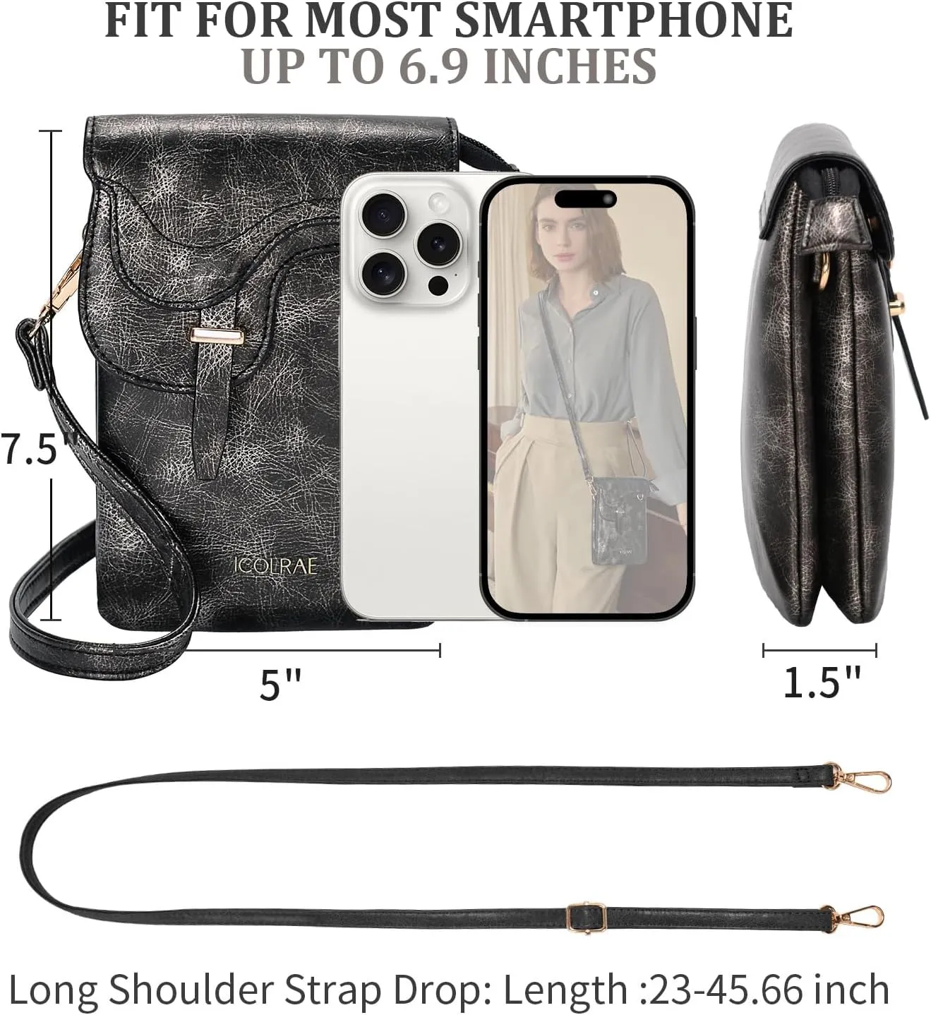 Small Crossbody Bags For Women Trendy Vegan Leather Cell Phone Purse Crossbody Adjustable Strap Handbags