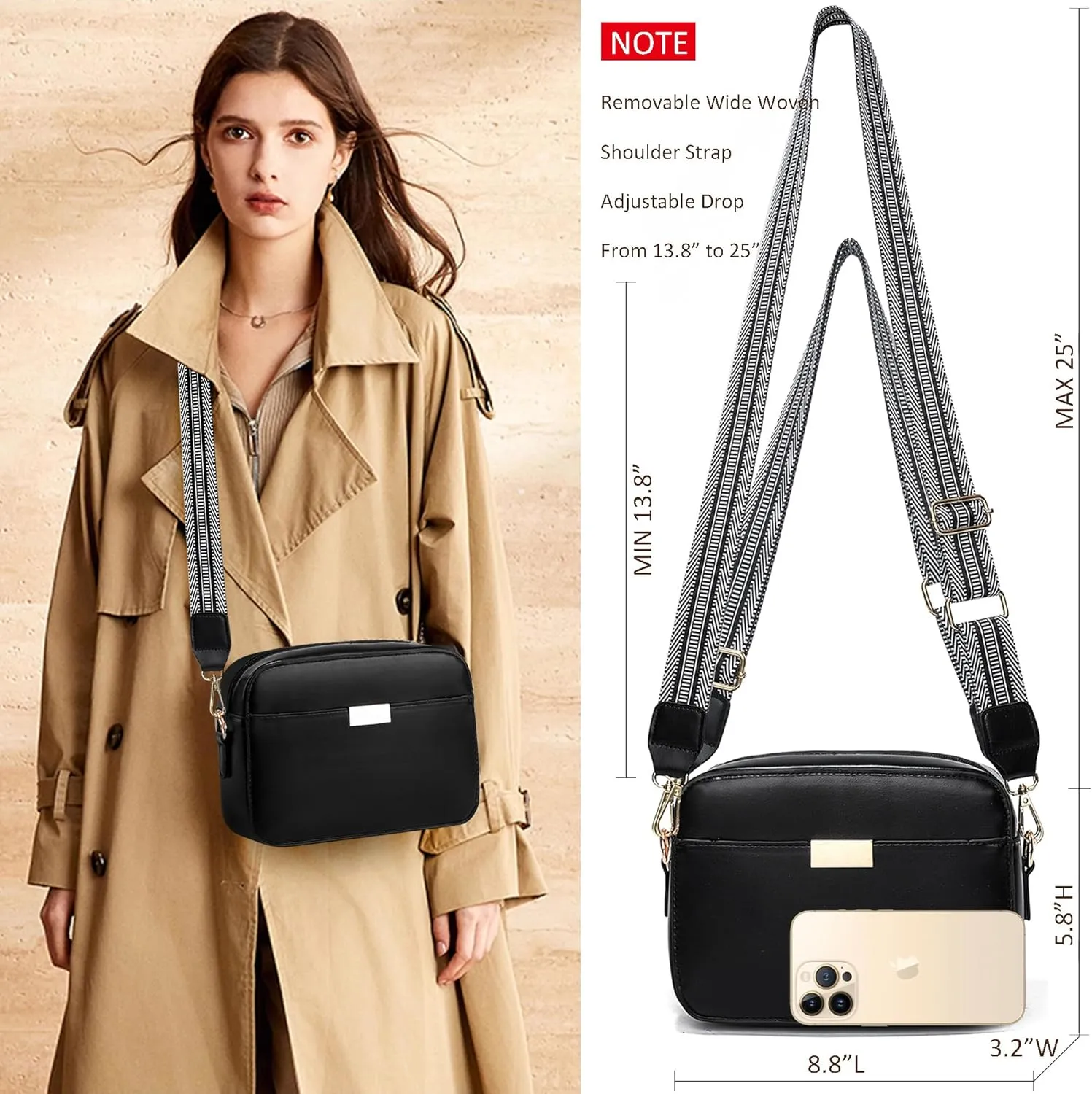 Small Crossbody Bags for Women Vegan Leather Purses Women's Shoulder Handbags Wallet Satchel Cross Body Purse