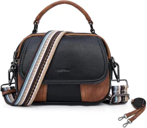 Small Crossbody Bags Purse for Women,Vegan Leather Shoulder Handbags Women Top Handle Satchel Bag with 2pcs Strap