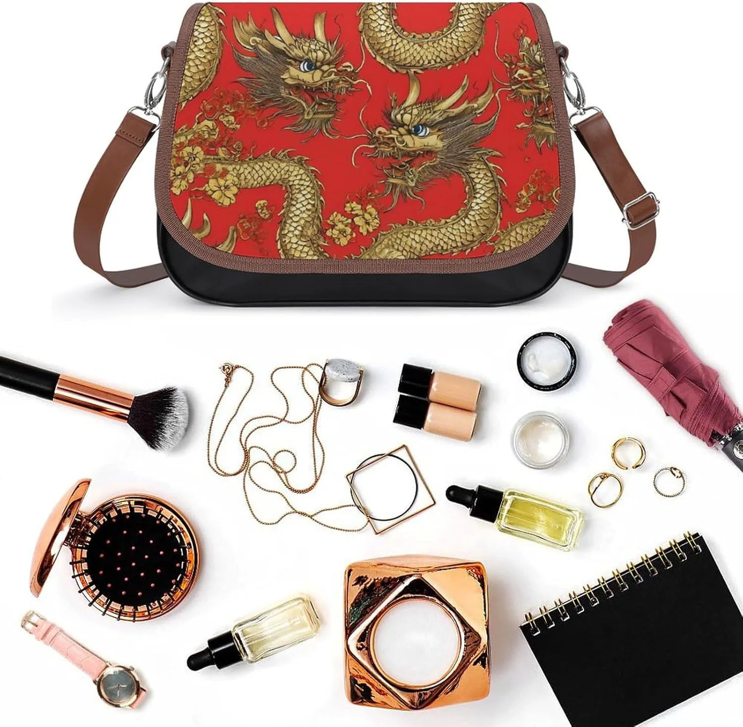 Small Crossbody Handbags Pu Leather Purse Travel Shoulder Bag with Adjustable Strap