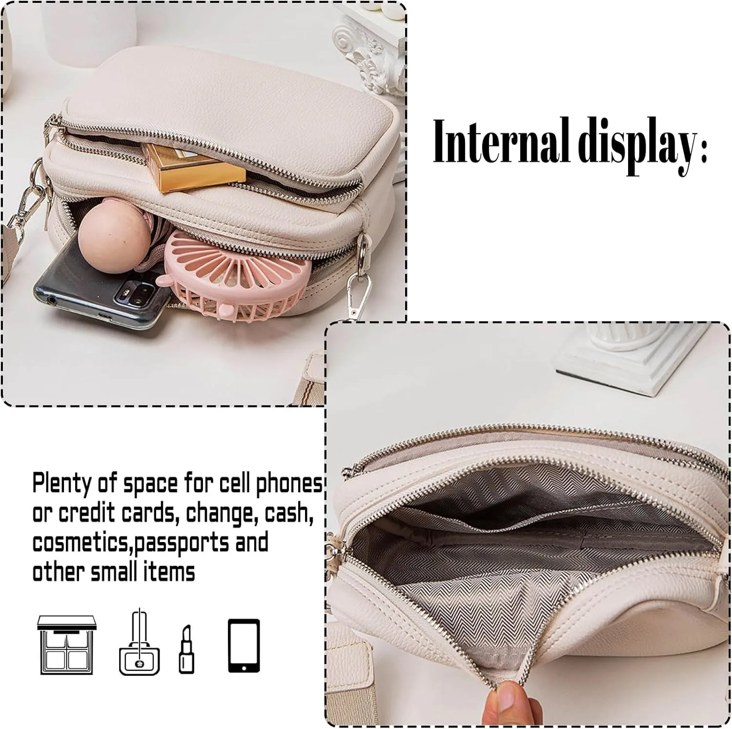Small Shoulder Bags for Women Trendy Multi Pockets Cross Body Handbag Satchel Camera Bag Purse with Adjustable Strap
