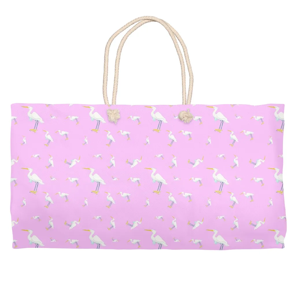 Snowy Egret Pattern Weekender Tote (Pink)
