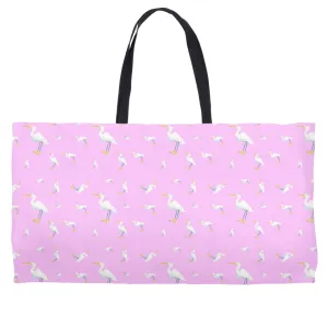 Snowy Egret Pattern Weekender Tote (Pink)