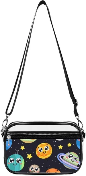 Solar System Space Star Fashion Clear Crossbody Bags Stadium Approved Shoulder Purse for Concerts Sports Events Festival