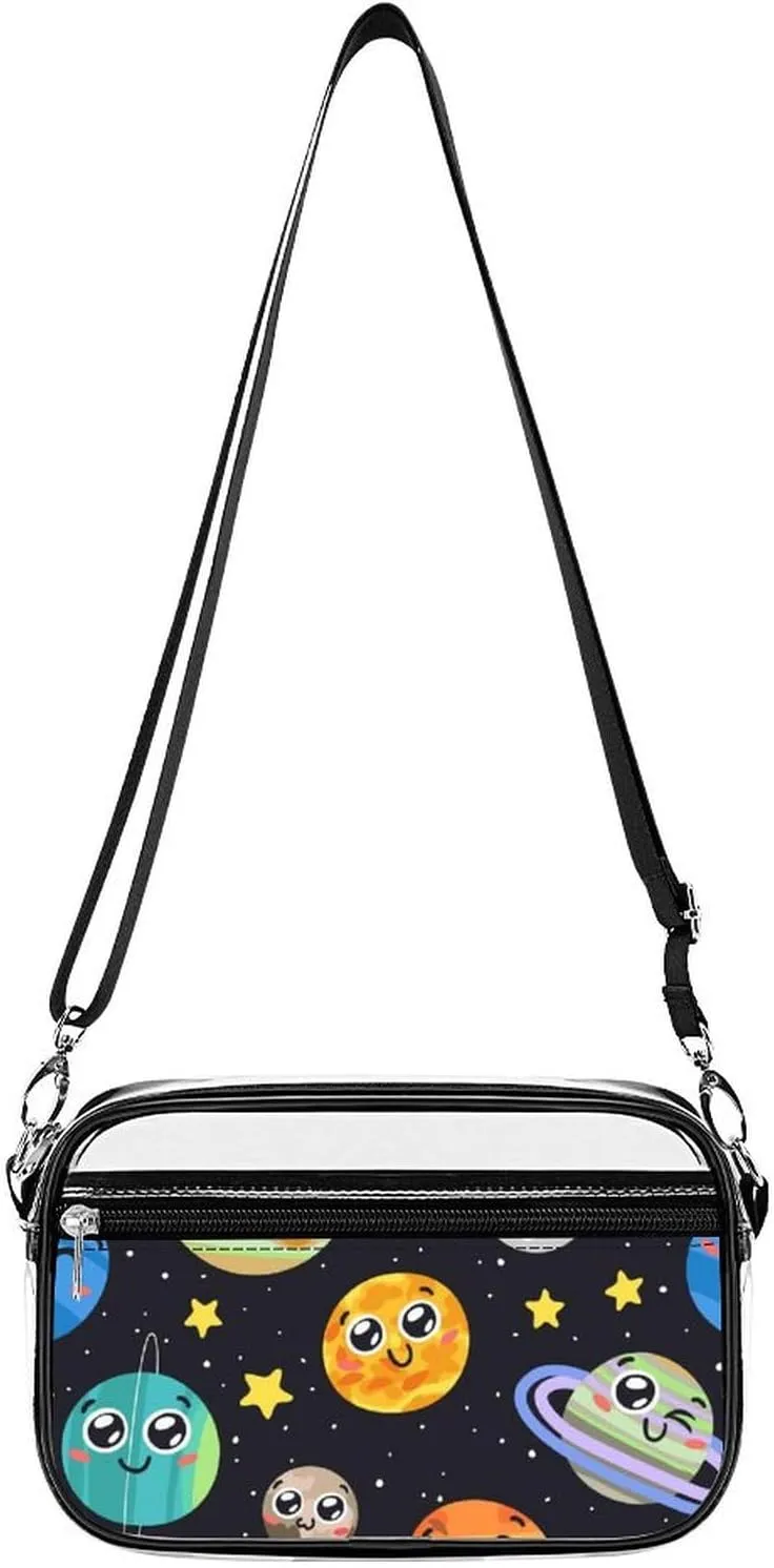 Solar System Space Star Fashion Clear Crossbody Bags Stadium Approved Shoulder Purse for Concerts Sports Events Festival