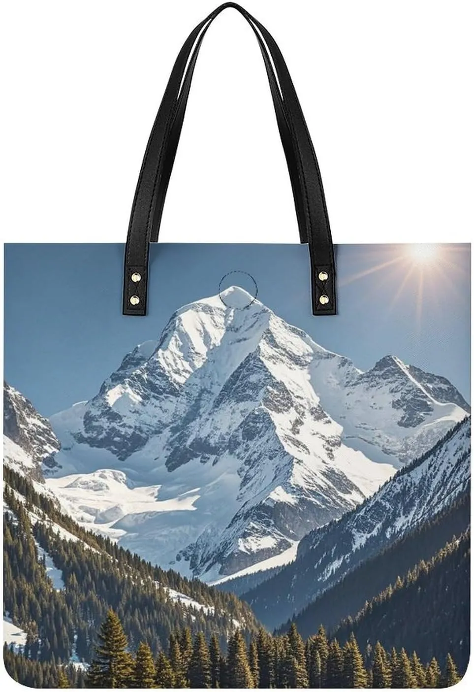Spectacular Snowy Mountains Tote Bag Leather Handbag Shopper Purse Shoulder Bag for Women Office Laptop Bag Gift