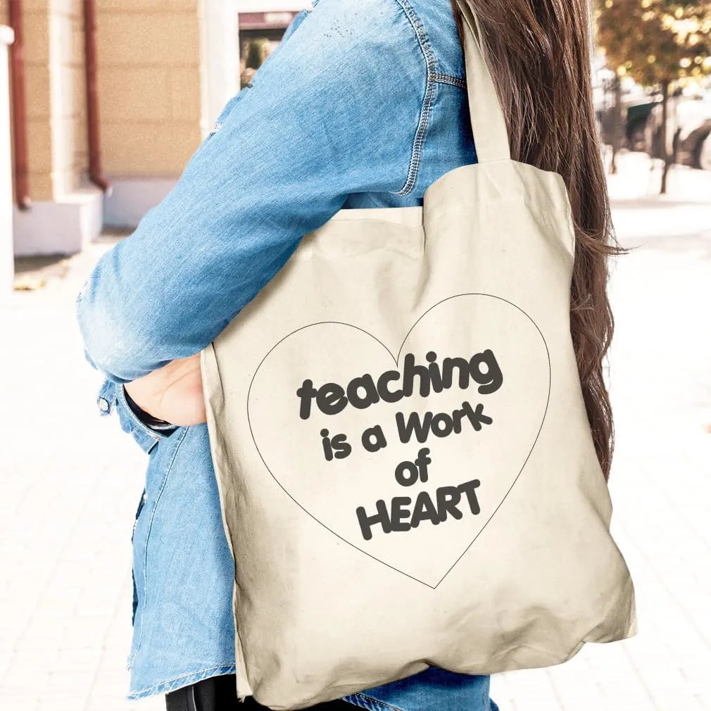Speedy Pros Canvas Tote Bag for Women Teaching Is A Work of Heart Profession Education & Teachers