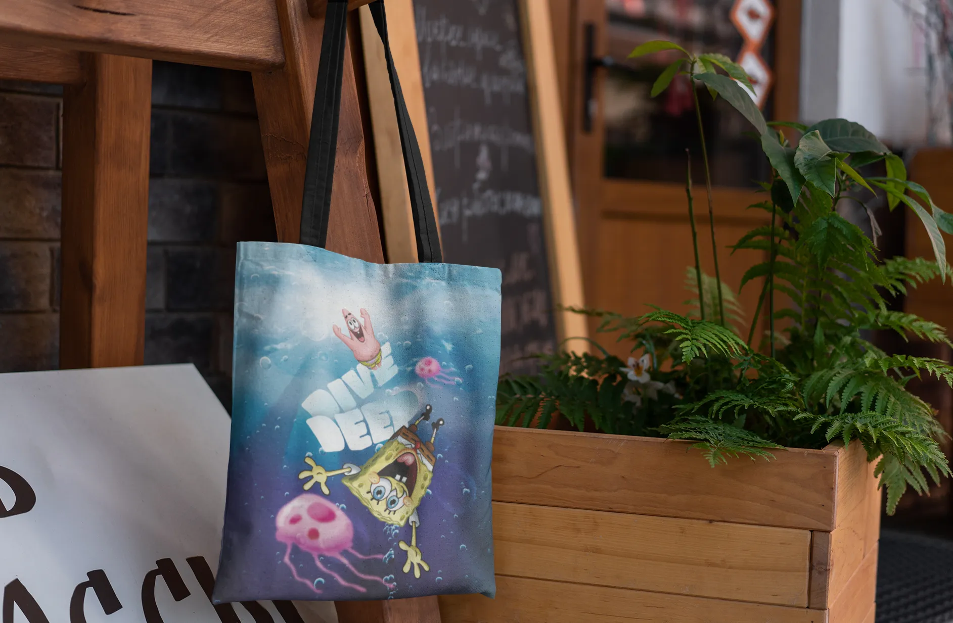 Spongebob Dive Deep Tote Bag