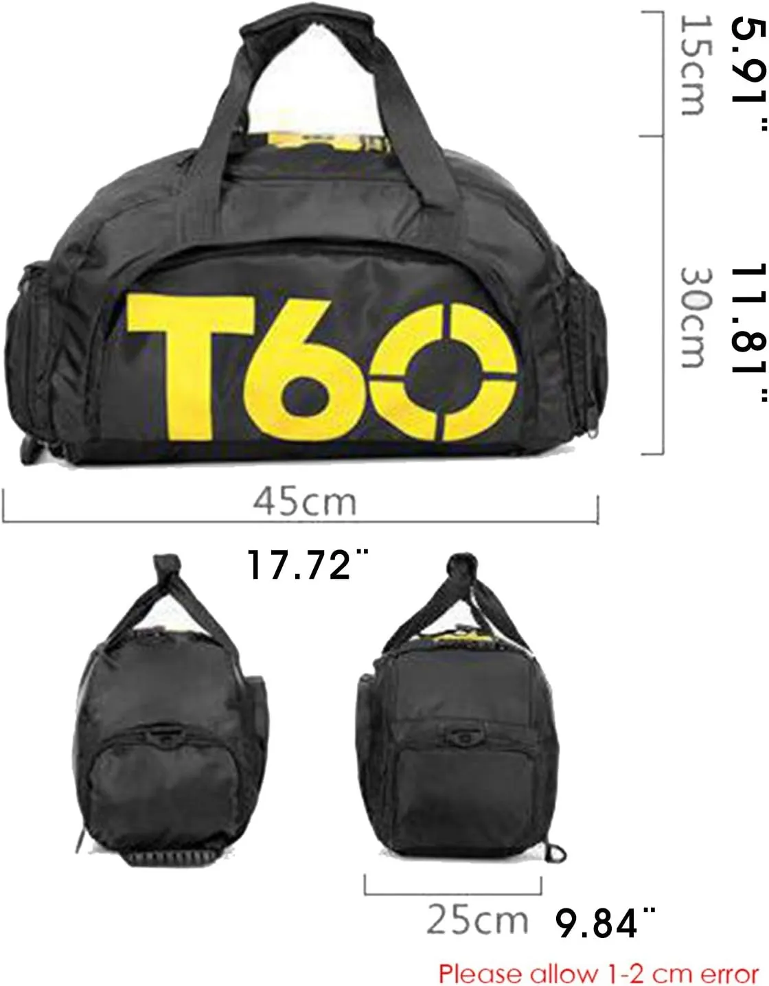 Sports Duffels Backpacks Gym Bags Waterproof - Travel Duffel Bag with Shoes Compartment for Men and Women, Fitness, Yoga (Yellow)