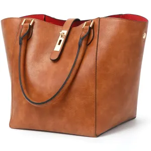 sqlp Large Work Tote Bag for Women Designer Purses and Handbags Big Bucket bags Womens Travel Shoulder Bag Amber brown