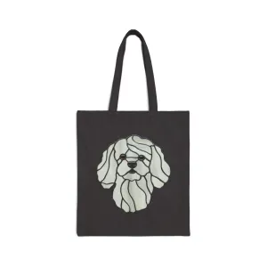Stained Glass Bichon Frise Cotton Canvas Tote Bag
