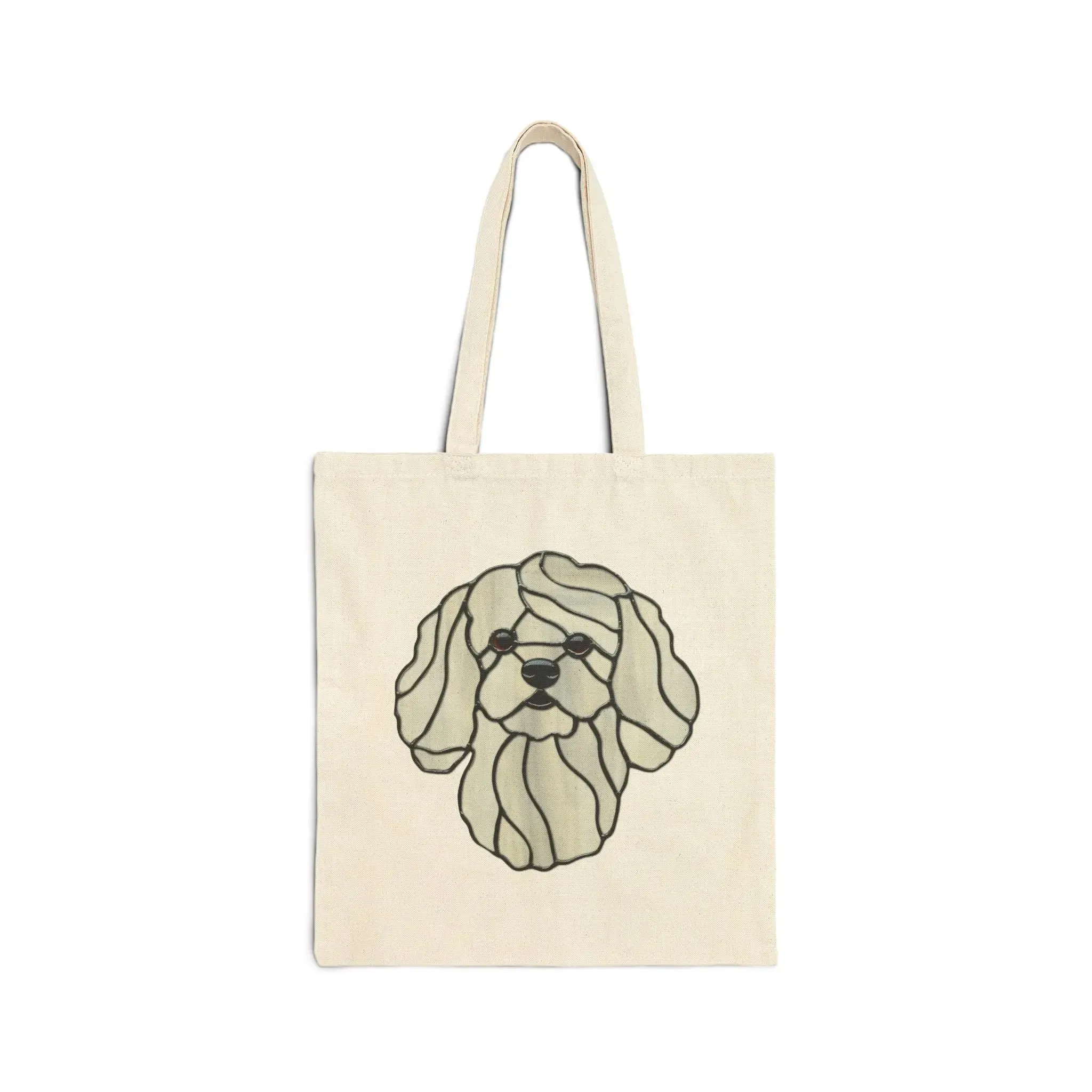 Stained Glass Bichon Frise Cotton Canvas Tote Bag