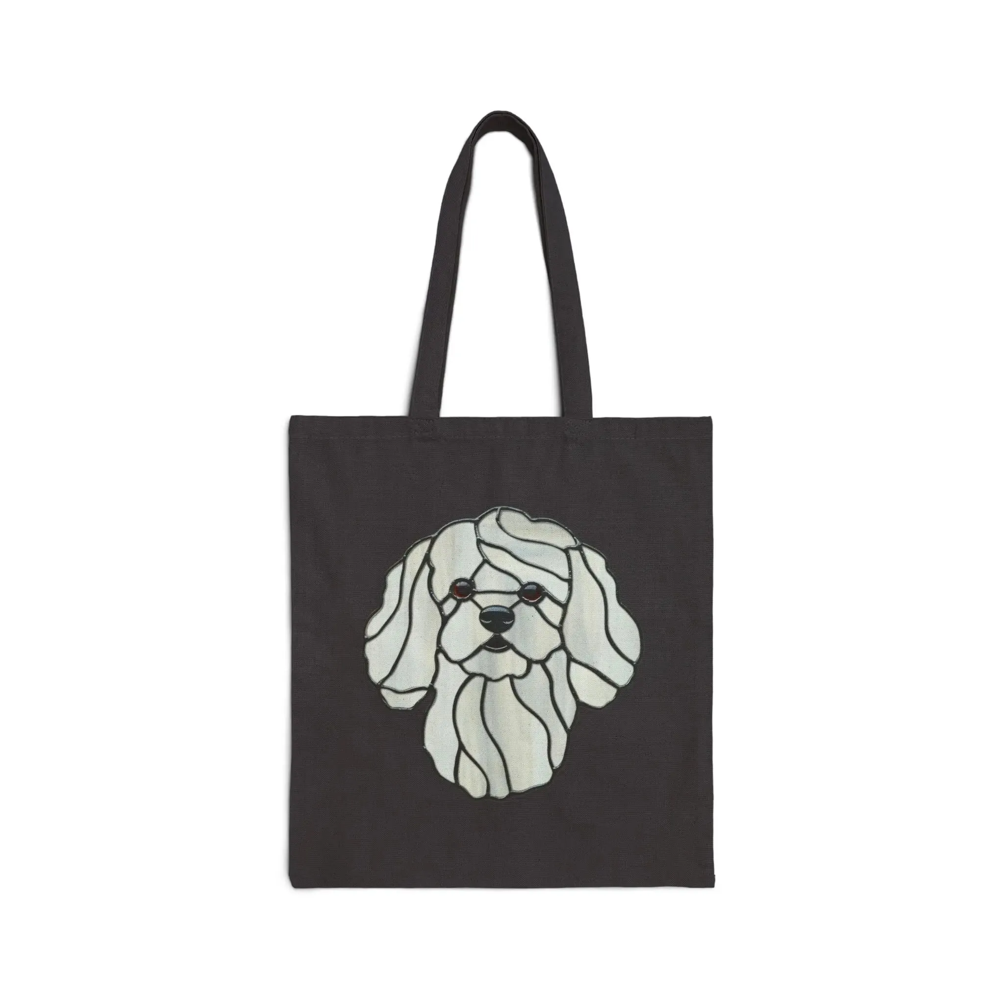 Stained Glass Bichon Frise Cotton Canvas Tote Bag