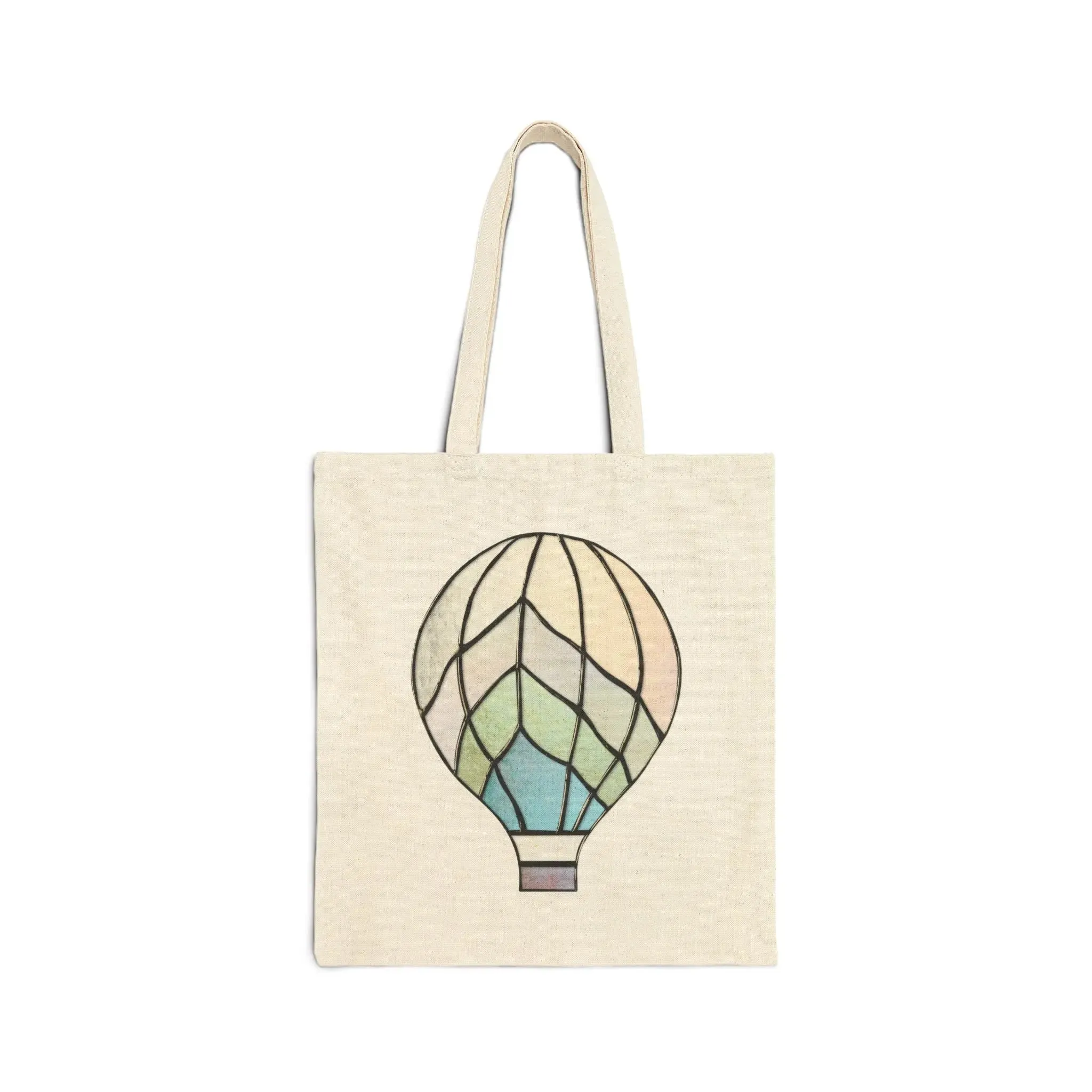 Stained Glass Hot Air Balloon Cotton Canvas Tote Bag