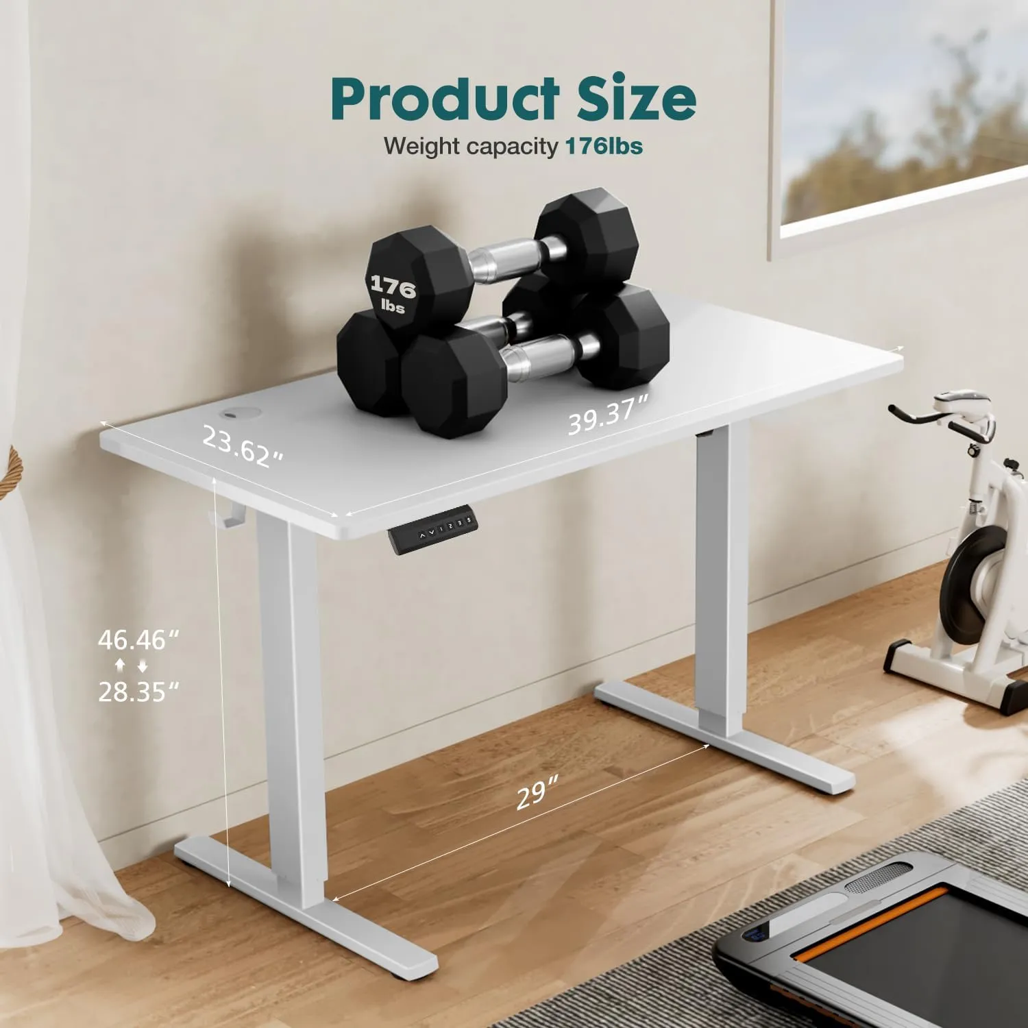 Standing Desk, Adjustable Height Electric Sit Stand Up Down Computer Table, 40x24 Inch Ergonomic Rising Modern Lift Motorized Gaming Desktop Workstation for Work Home Office, White