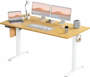 Standing Desk, Adjustable Height Electric Sit Stand Up Down Computer Table, 63x24 Inch Ergonomic Rising Modern Lift Motorized Gaming Desktop Workstation for Work Home Office - Natural