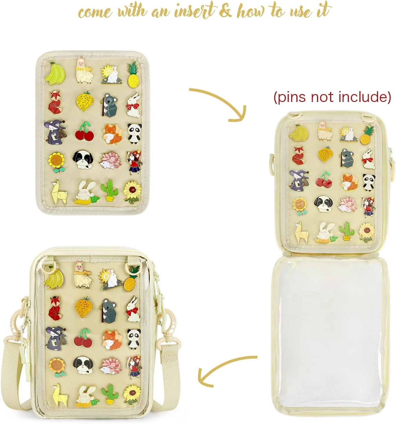 STEAMEDBUN Ita Bag Crossbody Small Pin Display Bag with Insert