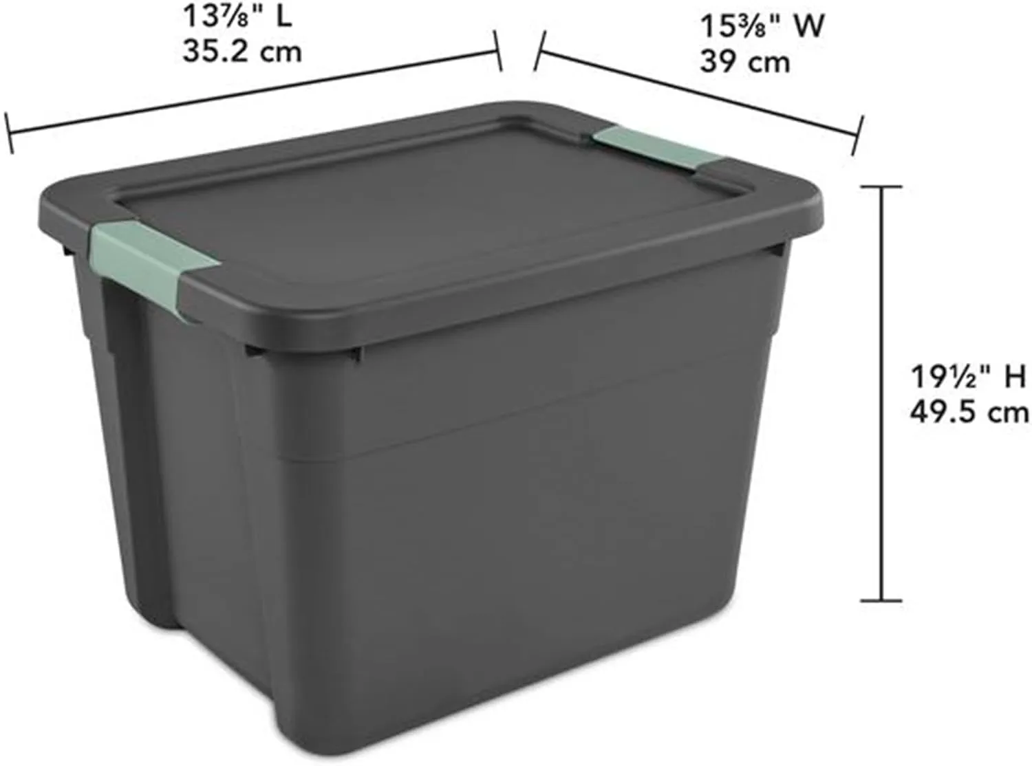 Sterilite 6 Pack Latch Tote, Stackable Plastic Storage Container, 12 Gallon, Gray/Green