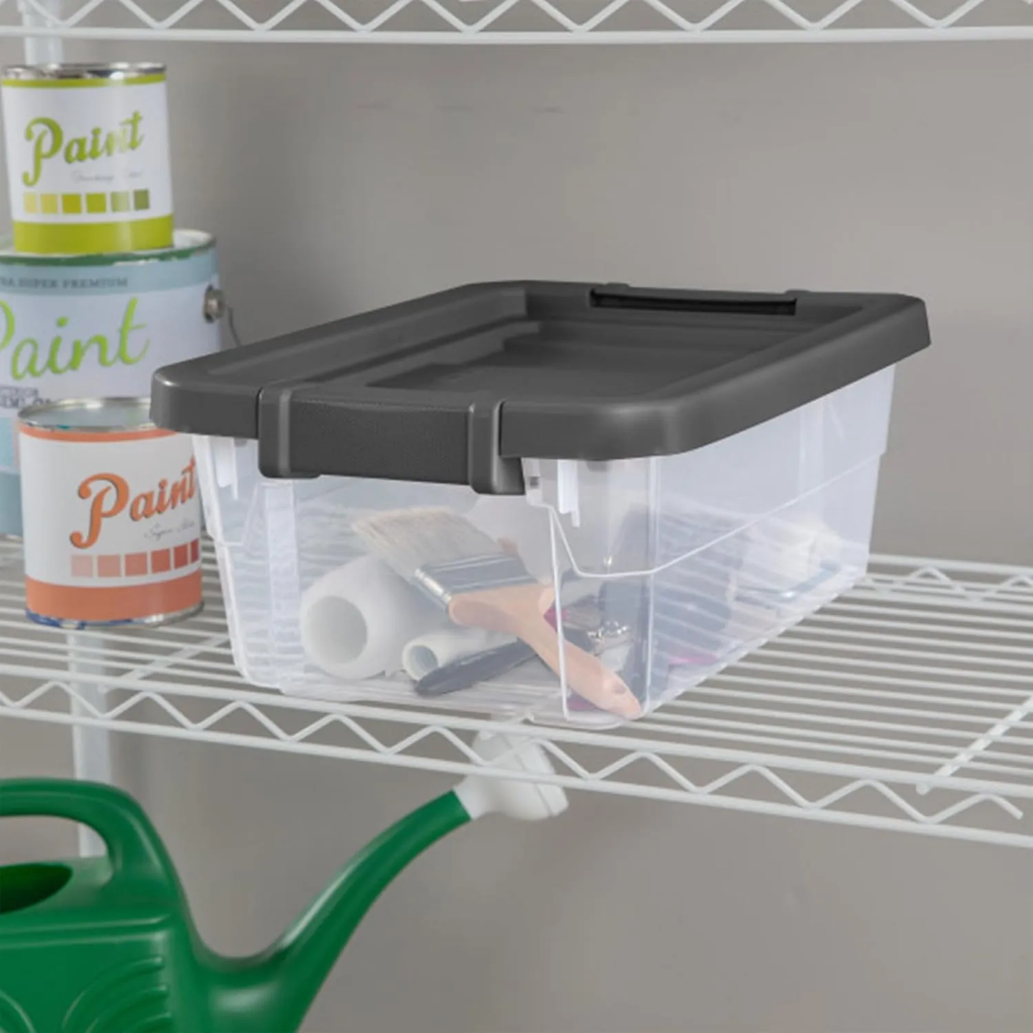 Sterilite 6-Pack Modular Stacker Box, Durable Clear Plastic Storage Bins with Latching Lids, 16 Quart - Stackable Organizing Container Boxes for Closet, Bathroom, and Office