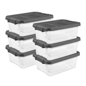 Sterilite 6-Pack Modular Stacker Box, Durable Clear Plastic Storage Bins with Latching Lids, 16 Quart - Stackable Organizing Container Boxes for Closet, Bathroom, and Office