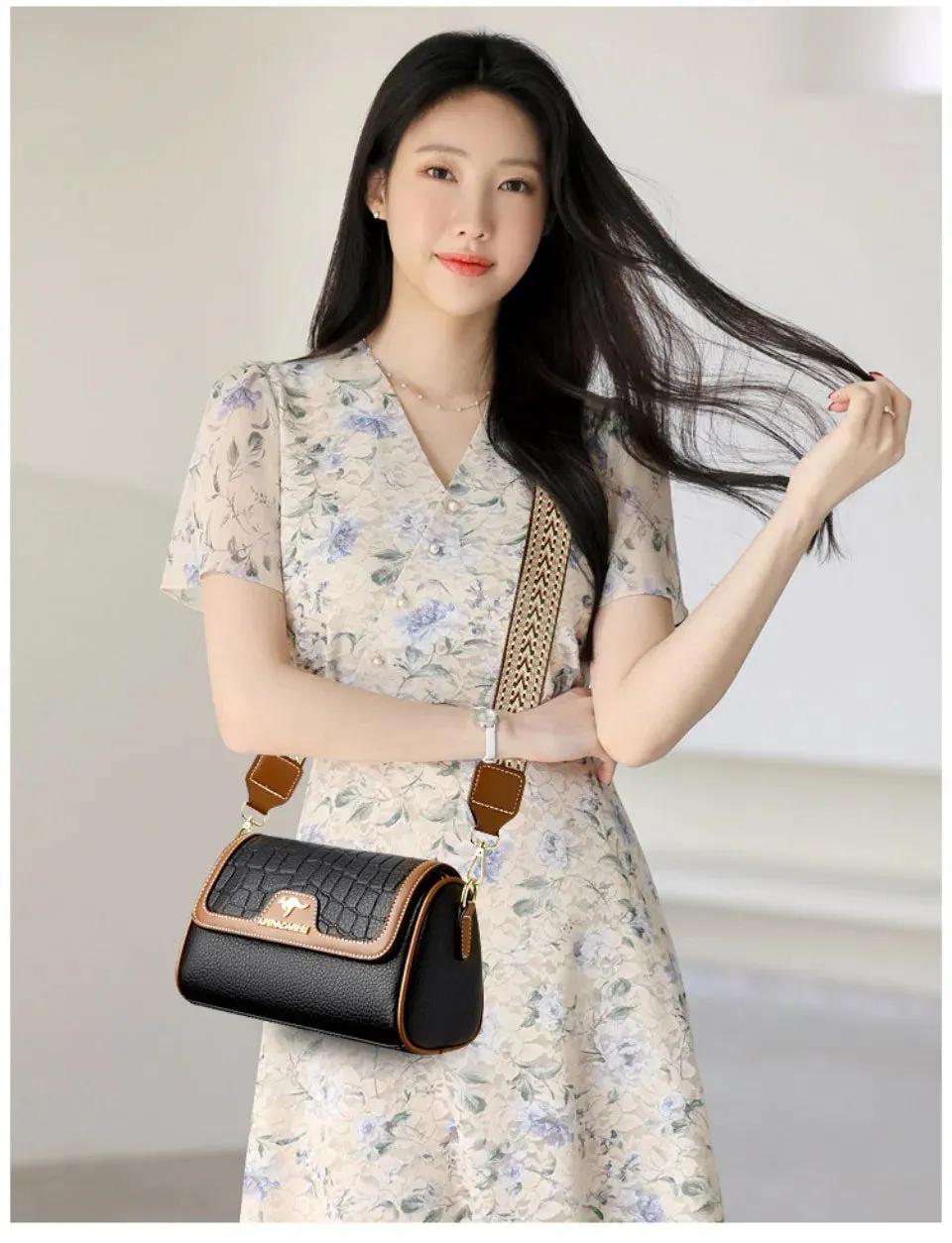 Stone Pu Leather Shoulder Hand Bag for Women Mom Purse Fashion Mother's Crossbody Bag Underarm Bag Small Square Satchel Handbag