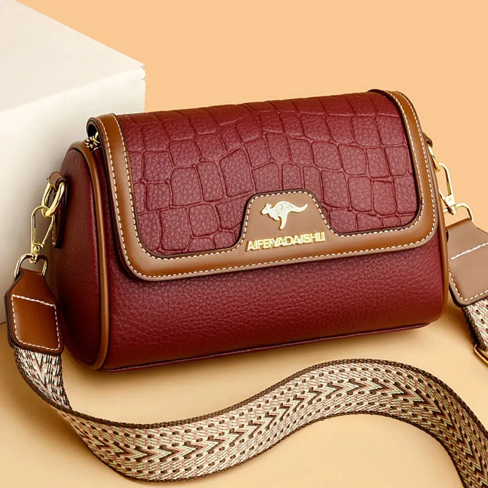 Stone Pu Leather Shoulder Hand Bag for Women Mom Purse Fashion Mother's Crossbody Bag Underarm Bag Small Square Satchel Handbag