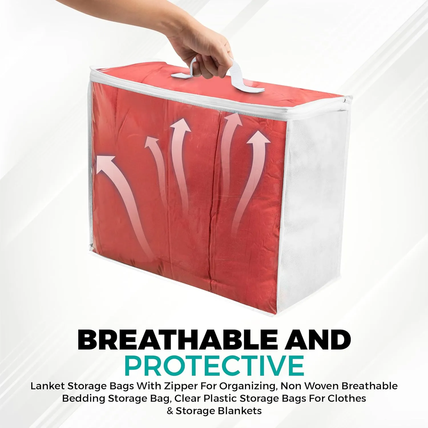 Storage Bags 18x15x9, 3 Pack Durable Zippered Storage Bags for Comforters, Blankets, Clothes and Bedding - Breathable Nonwoven with Clear Front for Easy Organizing