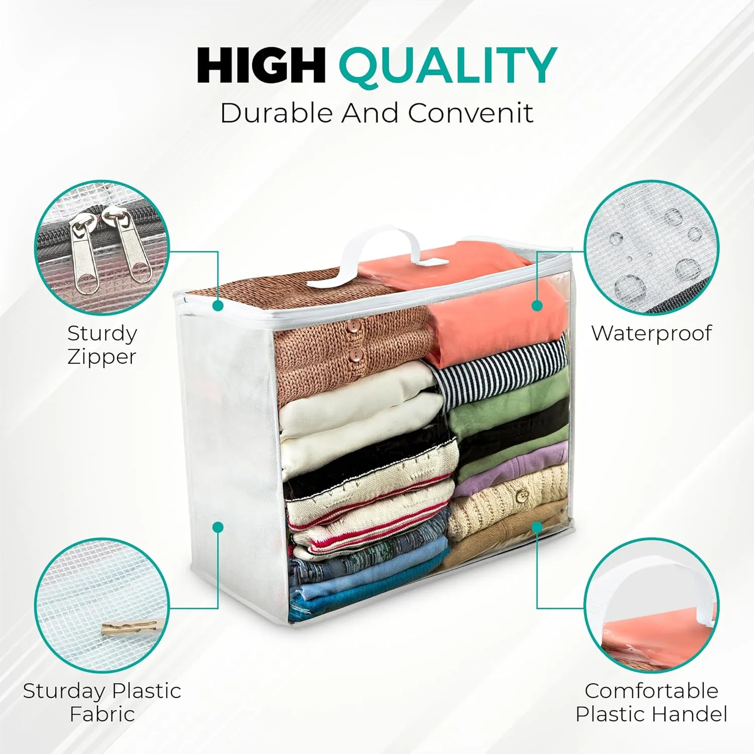 Storage Bags 18x15x9, 3 Pack Durable Zippered Storage Bags for Comforters, Blankets, Clothes and Bedding - Breathable Nonwoven with Clear Front for Easy Organizing
