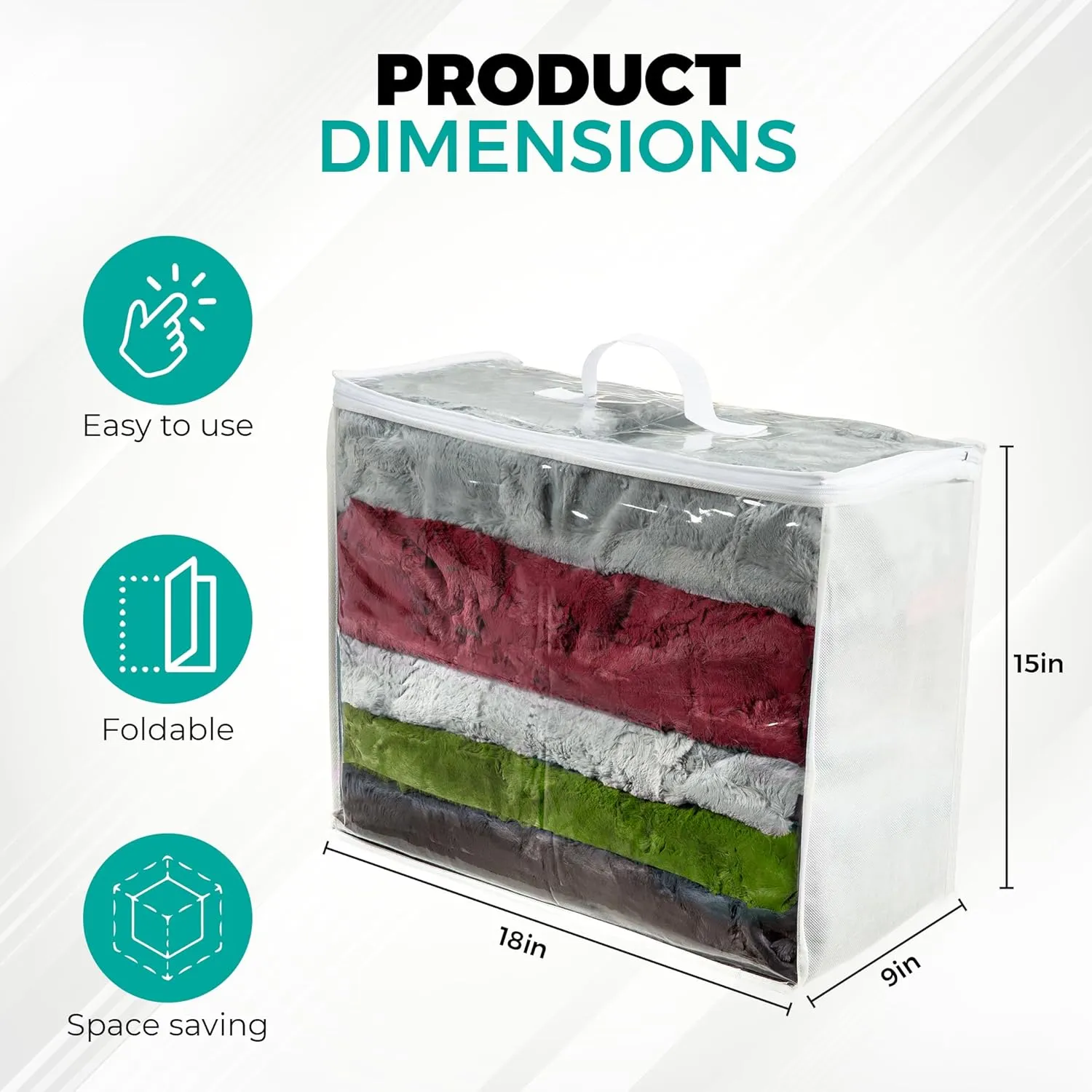 Storage Bags 18x15x9, 3 Pack Durable Zippered Storage Bags for Comforters, Blankets, Clothes and Bedding - Breathable Nonwoven with Clear Front for Easy Organizing
