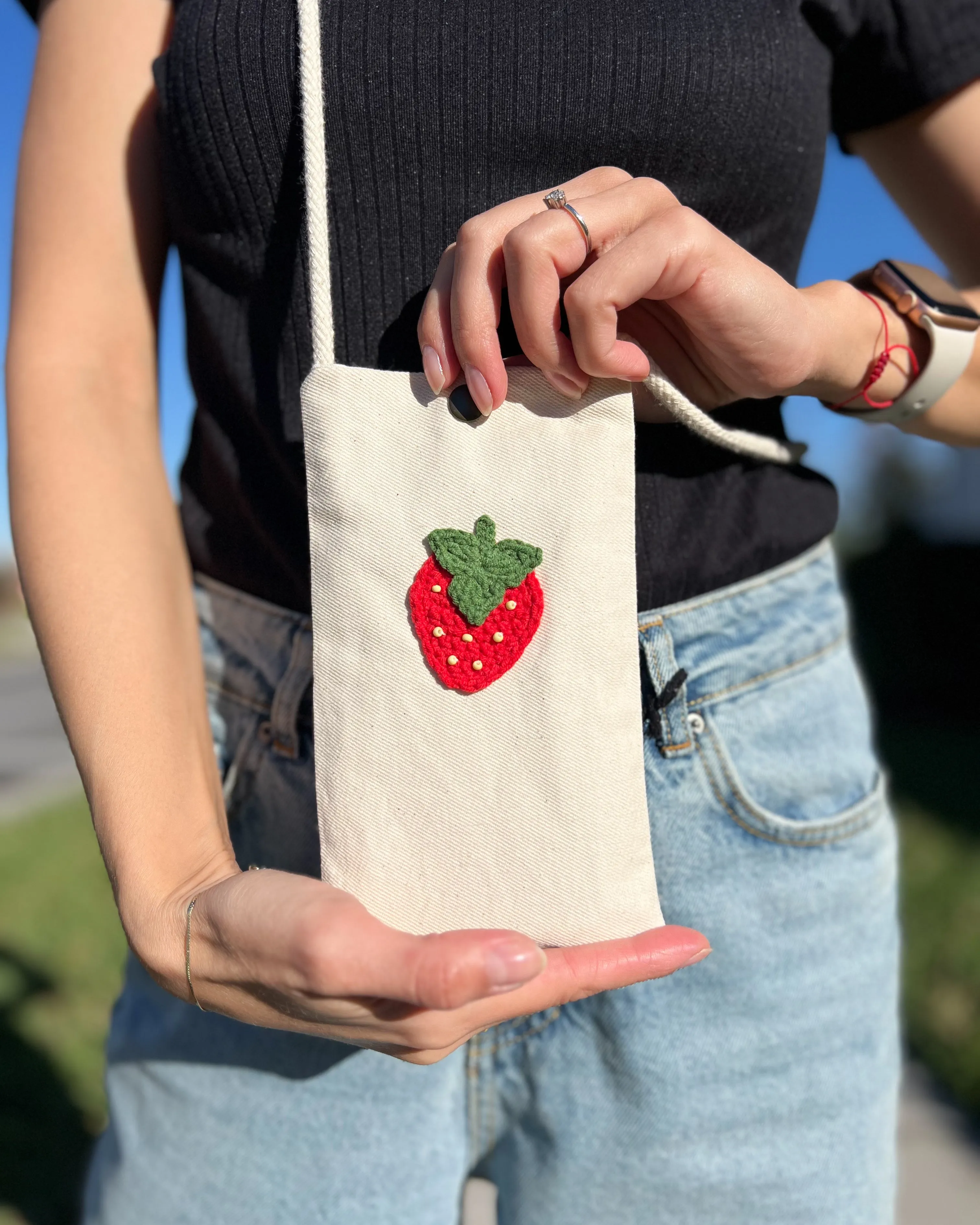 Strawberry Phone Bag, Cute Cellphone Purse, Small Crossbody Bag