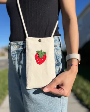 Strawberry Phone Bag, Cute Cellphone Purse, Small Crossbody Bag