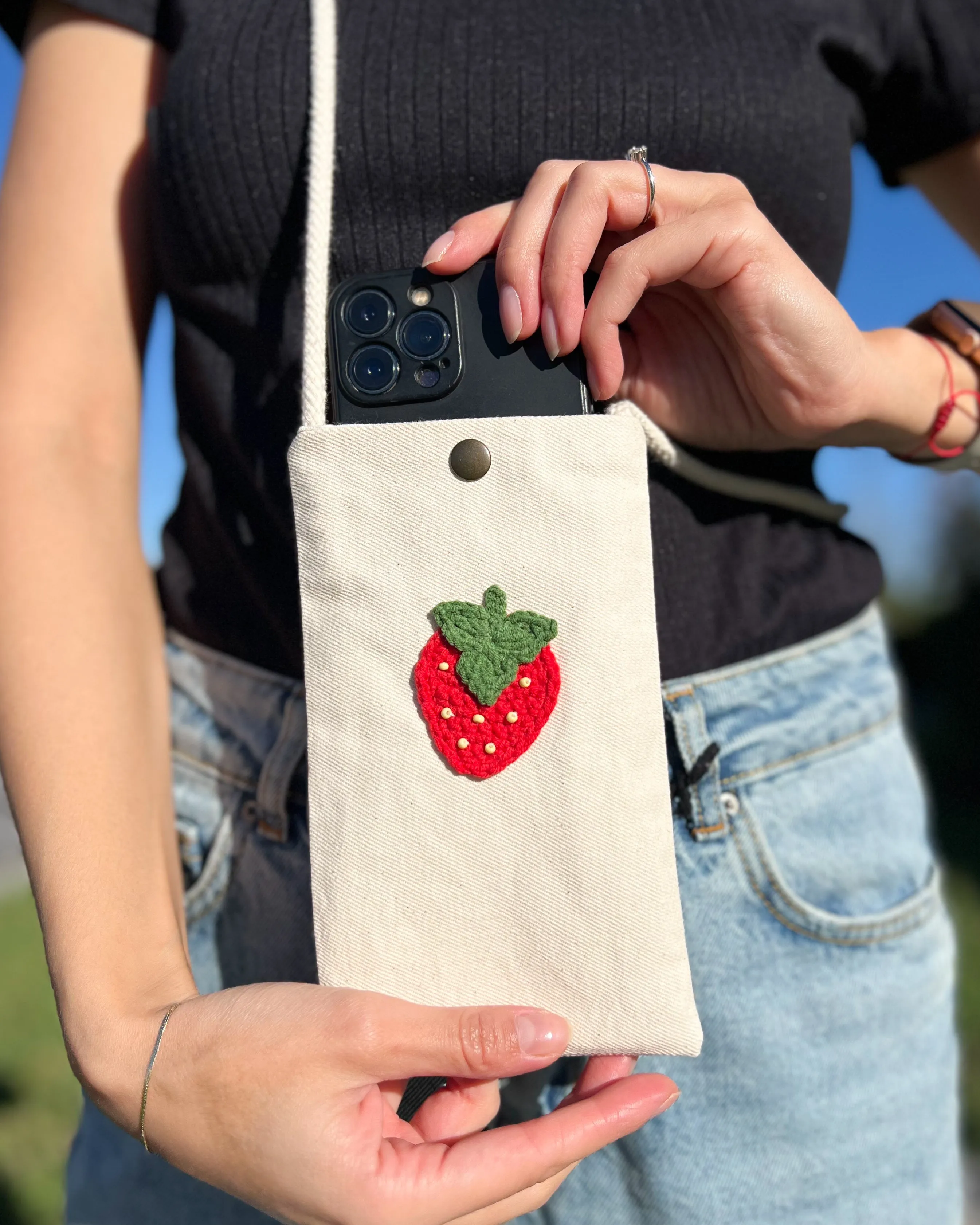Strawberry Phone Bag, Cute Cellphone Purse, Small Crossbody Bag